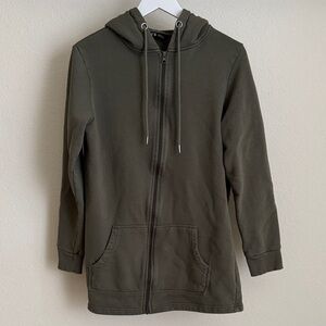 LTS Long Tall Sally Khaki Green Cotton Longline Hoodie Jacket US 8